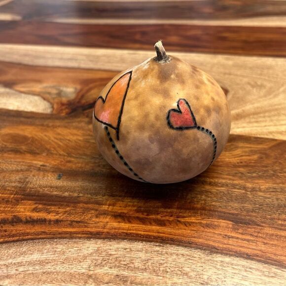 Gourd Home Decoration Custom Woodburning and Painted Gourd Boho… Pink Brown - Picture 2 of 4